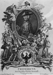 Portrait of Frederick II (1712-86), engraved by Johann Esaias Nilson (1721-88) (engraving) (b/w photo) | Obraz na stenu