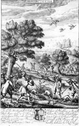 Hunting the Otter, from 'The Gentleman's Recreation' published by Richard Blome, 1686 (engraving) | Obraz na stenu
