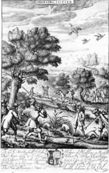 Hunting the Otter, from 'The Gentleman's Recreation' published by Richard Blome, 1686 (engraving) | Obraz na stenu