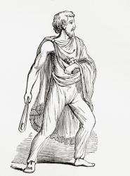A Roman slinger, after a figure on the Column of Antoninus in Rome. From The Imperial Bible Dictionary, published 1889. | Obraz na stenu
