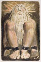 A naked man with a long, white beard, plate 3 from 'The First Book of Urizen', 1794 (colour-printed relief etching with ink and w/c on paper) | Obraz na stenu