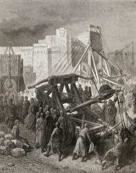 The Crusaders' War Machinery, illustration from 'Bibliotheque des Croisades' by J-F. Michaud, 1877 (litho) | Obraz na stenu
