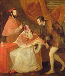 Pope Paul III (1468-1549) and his Nephews, 1545 (oil on canvas) | Obraz na stenu