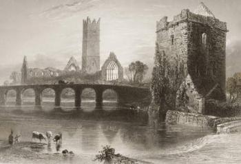 Clare Abbey, County Clare, Ireland, from 'Scenery and Antiquities of Ireland' by George Virtue, 1860s (engraving) | Obraz na stenu