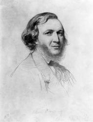 Portrait of Robert Browning (1812-89) (pencil on paper) (b&w photo) | Obraz na stenu