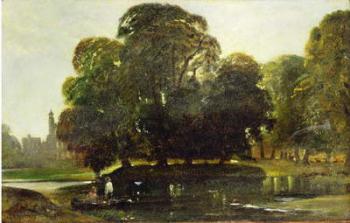 A View of Eton and the Fellows Eyot, c.1835-45 (oil on paper on panel) | Obraz na stenu