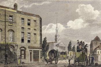 Entrance to London at Shoreditch Church, 1810 (colour engraving) | Obraz na stenu