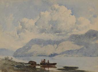 Lake with Boat and Figures, 1840-58 (w/c on paper) | Obraz na stenu