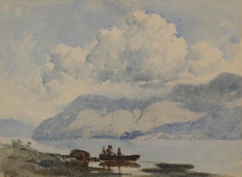 Lake with Boat and Figures, 1840-58 (w/c on paper) | Obraz na stenu