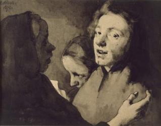 Conversation Piece: Three Heads, 1872 (black ink wash on paper) | Obraz na stenu