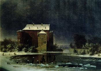 Haunted House in the Snow, 1848 (oil) | Obraz na stenu
