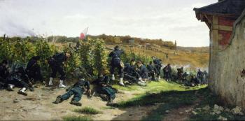 The Tirailleurs de la Seine at the Battle of Rueil-Malmaison, 21st October 1870, 1875 (oil on canvas) | Obraz na stenu