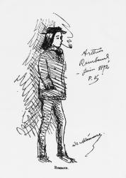 Arthur Rimbaud (1854-91) June 1872 (pen & ink on paper) (b/w photo) | Obraz na stenu