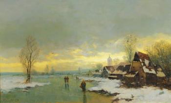 People Walking on a Frozen River (oil on canvas) | Obraz na stenu