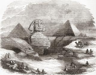 The Great Sphinx of Giza, Egypt in the 19th century. From The National Encyclopaedia, published c.1890. | Obraz na stenu