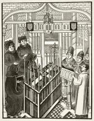 Funeral ceremony for a person of importance in the 15th century, from 'The National and Domestic History of England' by William Hickman Smith Aubrey (1858-1916) published London, c.1890 (litho) | Obraz na stenu
