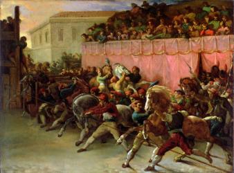 The Riderless Racers at Rome, 1817 (oil on paper mounted on fabric) | Obraz na stenu