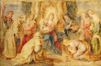 The Virgin and Child venerated by eight saints, c.1631-33 (panel) | Obraz na stenu