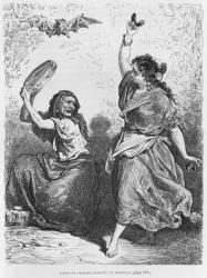 Gitana from Granada dancing the zorongo (engraving) (b/w photo) | Obraz na stenu