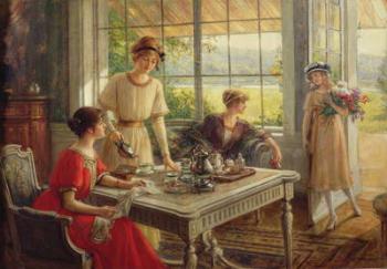 Women Taking Tea (oil on canvas) | Obraz na stenu