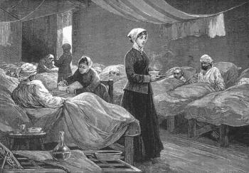 Miss Nightingale in the Barrack Hospital at Scutari, c.1880 (wood engraving) | Obraz na stenu