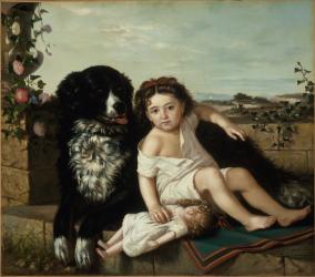 Portrait of a Girl with a Dog, 1879 (oil on canvas) | Obraz na stenu