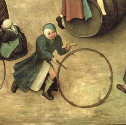 Children's Games (Kinderspiele): detail of a child with a stick and hoop, 1560 (oil on panel) (detail of 68945) | Obraz na stenu