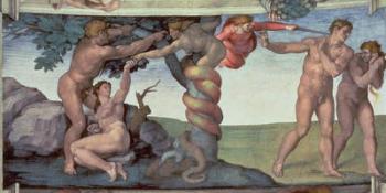 Sistine Chapel Ceiling (1508-12): The Fall of Man, 1510 (fresco) (post restoration) | Obraz na stenu