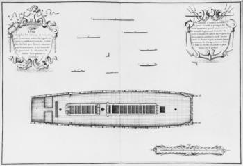 Plan of a vessel with an entirely completed third deck, illustration from the 'Atlas de Colbert', plate 36 (pencil & w/c on paper) (b/w photo) | Obraz na stenu
