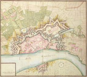 Map of Dusseldorf, 1736 (pen & ink on paper) | Obraz na stenu
