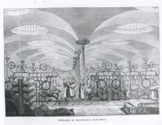 Interior of Marshall's Flax-Mill (engraving) (b&w photo) | Obraz na stenu