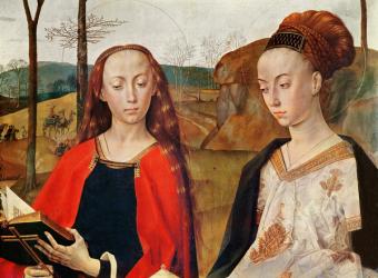 Portinari Altarpiece (detail of the heads of Saint Margaret and Saint Mary Magdalene, c.1479 (oil on panel) | Obraz na stenu