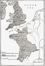 Map showing the French dominions of Henry II. Illustrated Easy Stories from English History. | Obraz na stenu