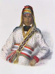 Yoholo-Micco, a Creek Chief, 1825, illustration from 'The Indian Tribes of North America, Vol.2', by Thomas L. McKenney and James Hall, pub. by John Grant (colour litho) | Obraz na stenu