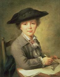 Young draughtsman in black hat, 18th century | Obraz na stenu