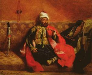 A Turk smoking sitting on a sofa, c.1825 (oil on canvas) | Obraz na stenu