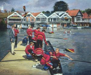 Towards the Boathouses, Henley, 1997 (oil on canvas) | Obraz na stenu