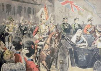 Jubilee of the Queen of England: The Cortege, illustration from 'Le Petit Journal', 27 June 1897 (coloured engraving) (see also 116043) | Obraz na stenu