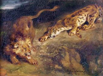 Tiger and Lion (oil on canvas) | Obraz na stenu