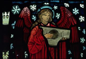 Detail of the Angel Musician, made by William Morris and Co., 1882 (stained glass) | Obraz na stenu