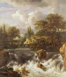 A Waterfall in a Rocky Landscape, c.1660-70 (oil on canvas) | Obraz na stenu