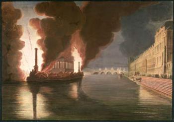 Fireworks on the Seine (gouache on paper) | Obraz na stenu
