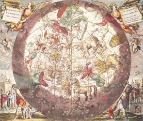 Northern (Boreal) Hemisphere, from 'The Celestial Atlas, or the Harmony of the Universe', engraved by Pieter Schenk (1660-1719) and Gerard Valk (1651-1726) (hand-coloured engraving) | Obraz na stenu