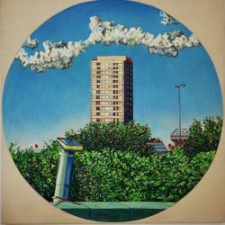 Summer Canning Town, (oil on canvas) | Obraz na stenu