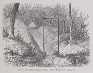 Entrance to a fetish hut in Lunda, from 'The History of Mankind', Vol.1, by Prof. Friedrich Ratzel, 1896 (engraving) | Obraz na stenu