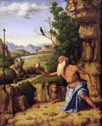 St.Jerome in a Landscape, c.1500-10 (oil on wood) | Obraz na stenu