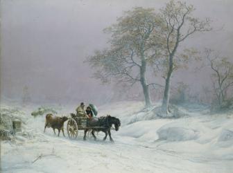 The wintry road to market (oil) | Obraz na stenu