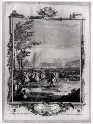 The Battle of Blenheim, 13th August 1704, engraved by Claude Dubosc, 1735 (engraving) (b/w photo) | Obraz na stenu