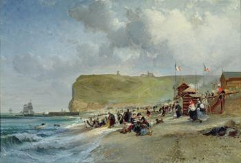 Crinolines on the Beach, Fecamp, 1871 (oil on canvas) | Obraz na stenu