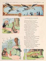 The Stork and the Fox, from the 'Fables' by Jean de la Fontaine (1621-95) 1906 (colour litho) | Obraz na stenu